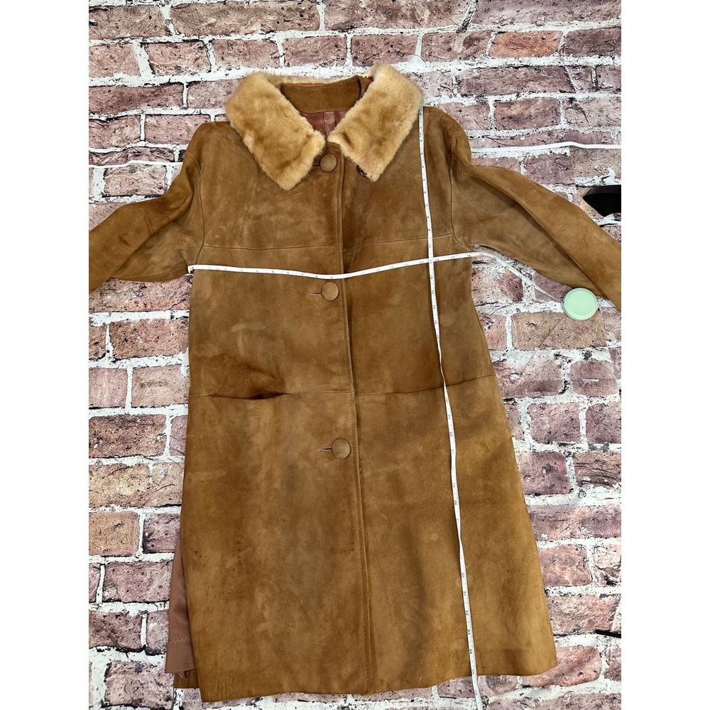 Vintage 50's 60's Suede Coat Mink Fur Collar – Film Wardrobe / Collector Piece - Picture 12 of 16